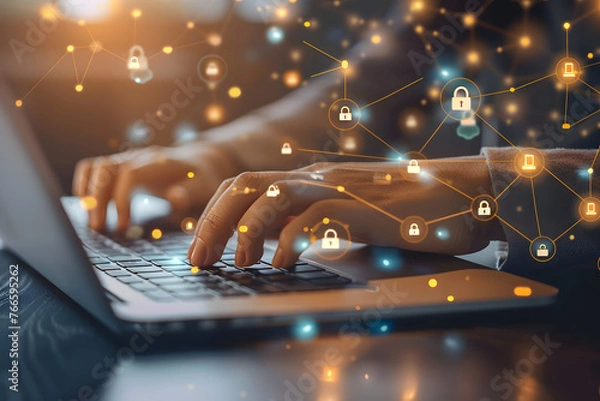 Fototapeta Cybersecurity, Office Work. Generative AI