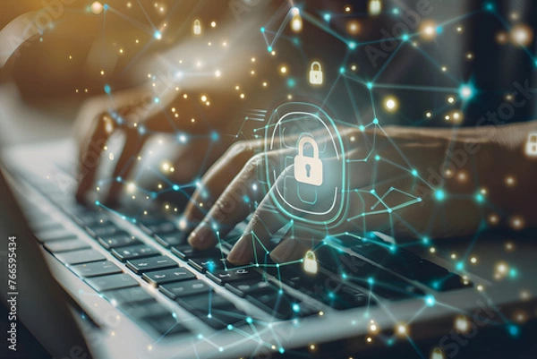 Fototapeta Cybersecurity, Office Work. Generative AI