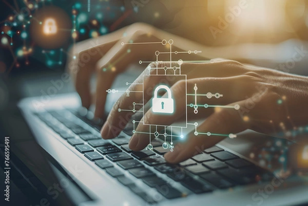 Fototapeta Cybersecurity, Office Work. Generative AI