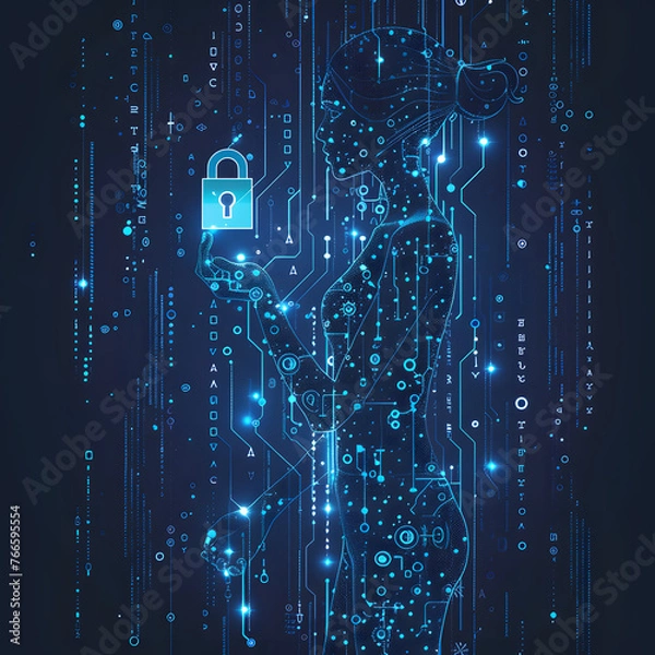 Fototapeta Cybersecurity, Office Work. Generative AI