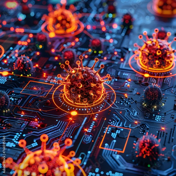 Fototapeta Cybersecurity, Office Work. Generative AI