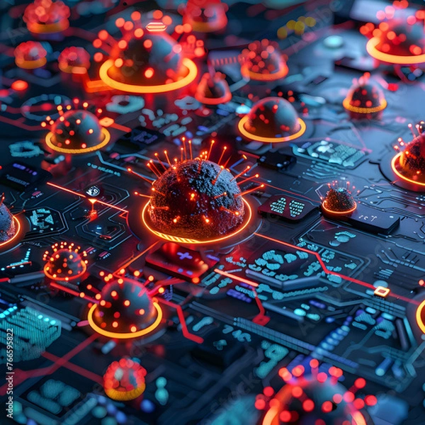 Fototapeta Cybersecurity, Office Work. Generative AI