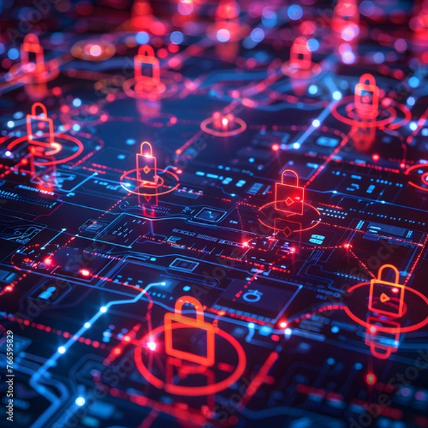 Fototapeta Cybersecurity, Office Work. Generative AI