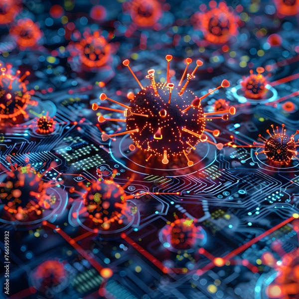 Fototapeta Cybersecurity, Office Work. Generative AI