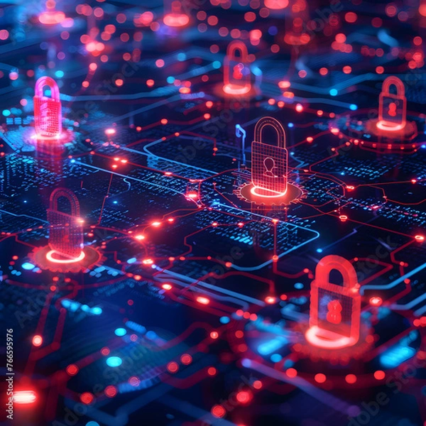 Fototapeta Cybersecurity, Office Work. Generative AI