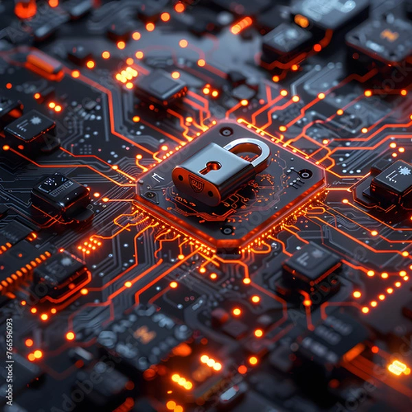 Fototapeta Cybersecurity, Office Work. Generative AI