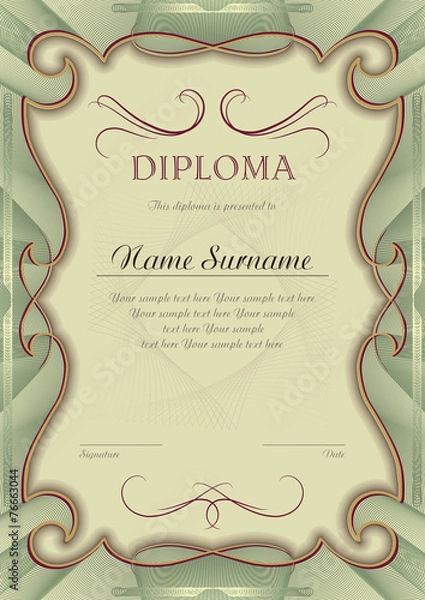 Obraz Diploma olive frame. Vector template