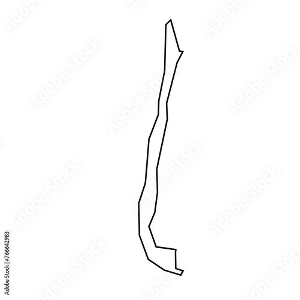 Fototapeta Chile country thin black outline silhouette. Simplified map. Vector icon isolated on white background.