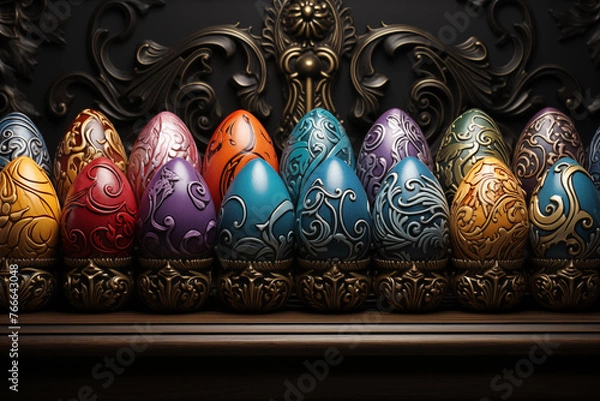 Obraz Easter holiday , Easter eggs with national ornaments.