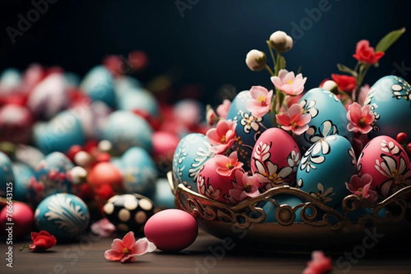 Obraz Easter holiday , Easter eggs with national ornaments.