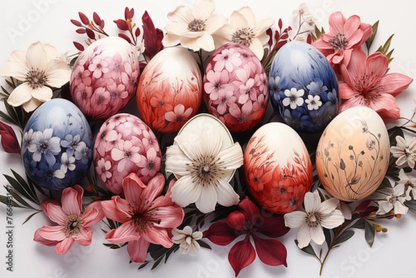 Fototapeta Easter holiday , Easter eggs with national ornaments.