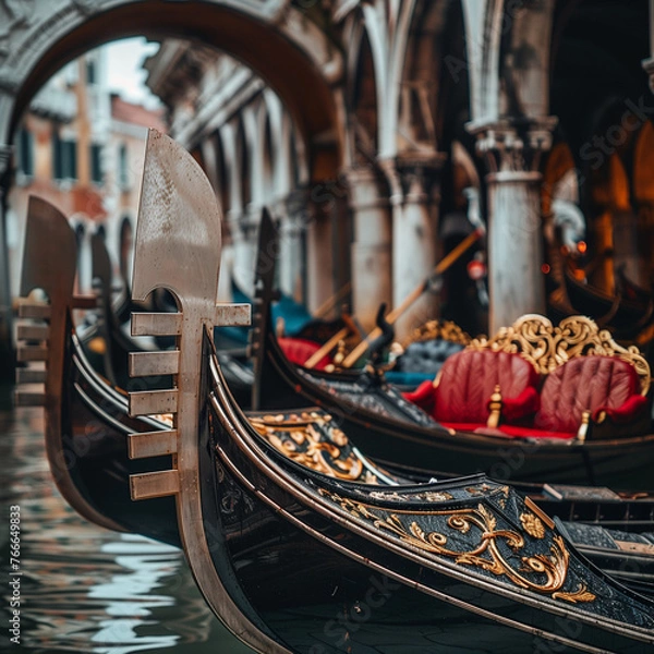 Fototapeta Elegant Venetian Gondolas Gliding Through Serene Canals