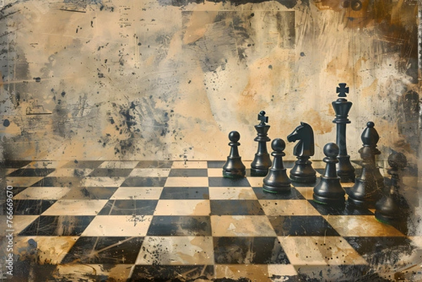 Obraz Vintage chess themed background, chess wallpaper, chess game
