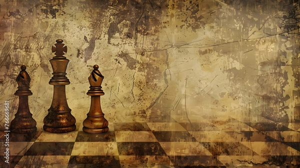 Obraz Vintage chess themed background, chess wallpaper, chess game