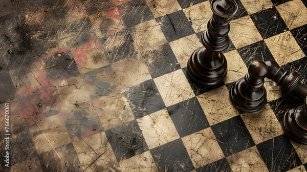 Obraz Vintage chess themed background, chess wallpaper, chess game