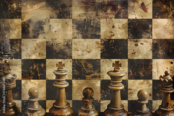 Obraz Vintage chess themed background, chess wallpaper, chess game