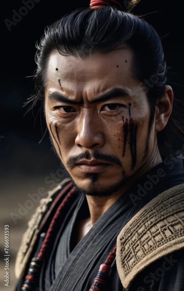 Fototapeta Samurai looking at enemy