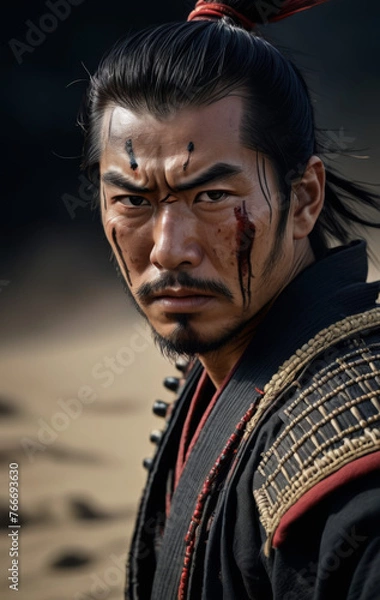 Fototapeta Samurai looking at enemy