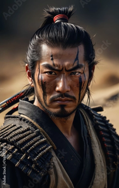 Fototapeta Samurai looking at enemy