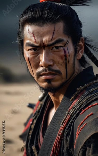 Fototapeta Samurai looking at enemy