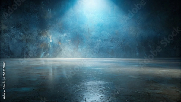 Fototapeta Blue Light Illuminating Dark Room 