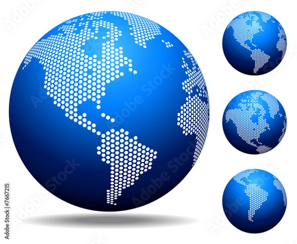 Fototapeta Vector dotted  Map and Globe of the America