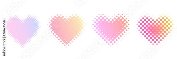 Obraz ハーフトーンとグラデーションのハート素材セット