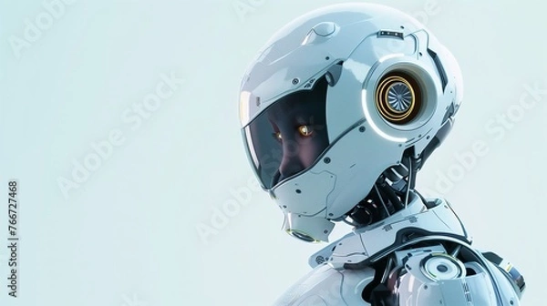 Obraz Little kid white robot cute friend modern technology