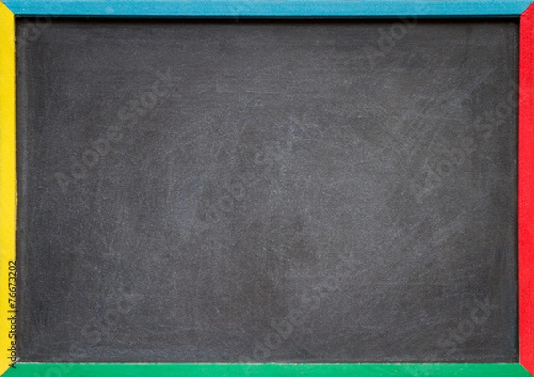 Obraz a blank chalkboard in a multi coloured frame