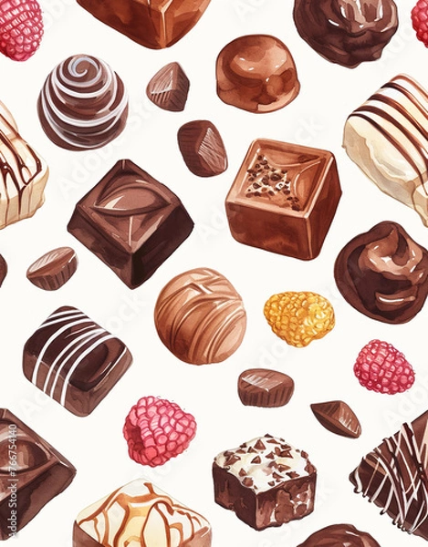 Fototapeta set chocolate seamless background, generative ai
