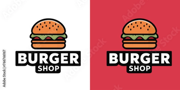 Fototapeta Vector burger shop logo template vector illustration of fast food logotype