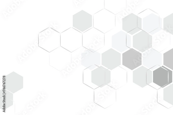 Fototapeta Geometric hexagon grey abstract pattern background molecule and communication. geometric big data complex with compounds. for vector fashion geometric hexagon design. Science, technology and medical.