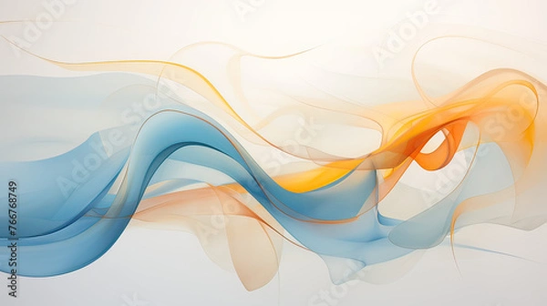 Obraz A contemporary abstract with flowing lines and organic shapes in pastel blue and orange, creating a modern and chic visual effect background Ai Generative