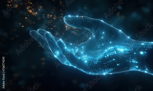 Fototapeta digital hand. ai and computer concept.