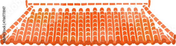 Obraz 沖縄 赤瓦の屋根、テクスチャーのあるベクターイラスト