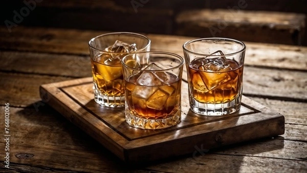Fototapeta Enjoy Whiskey Drinks Served on Natural Surfaces for a Classic Drinking Experience