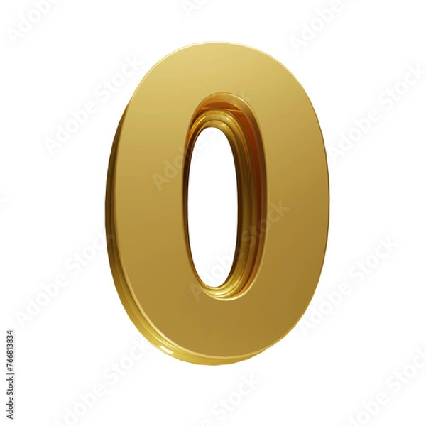 Fototapeta Golden number 0 on transparent background