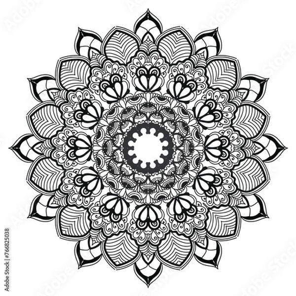 Obraz Mandala Coloring Page. Coloring Page For Adult. Seamless vector pattern. Black and white linear drawing. coloring page for children and adults. Coloring Pages
