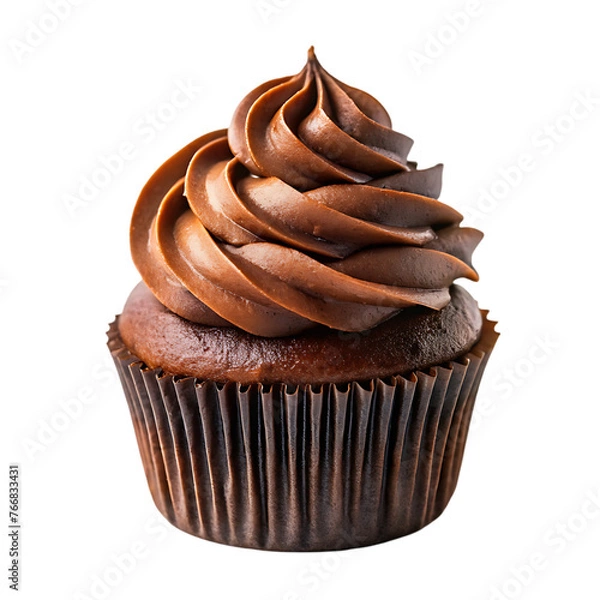 Obraz cupcake with chocolate icing and melted chocolate on transparent background
