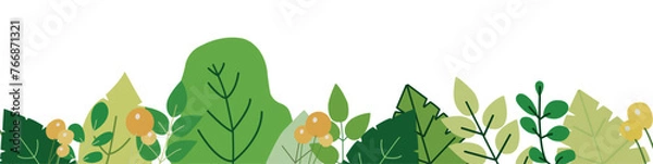 Fototapeta A tropical pattern in a vector on a white background. Vector of green tropical leaves on a white background. Yellow berries . Eco-concept, concept. Put your logo on it. Vector graphics.