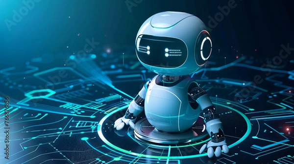 Fototapeta AI-driven customer service solutions with a modern image of a virtual assistant chatbot interacting with customers