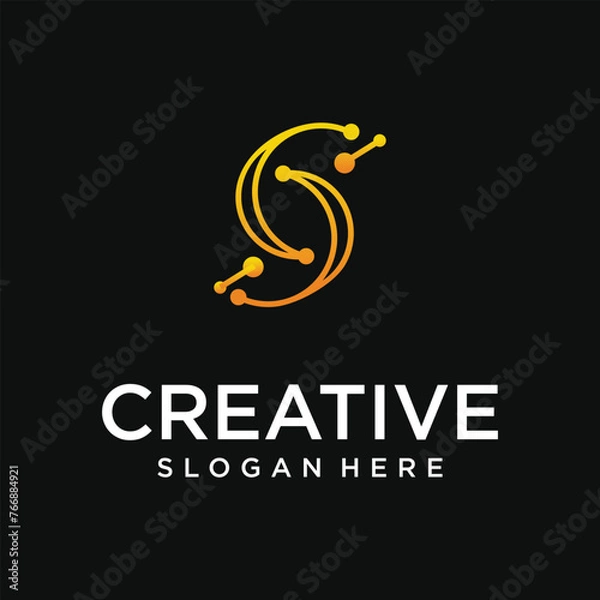 Fototapeta Collection of initial s monogram logo technology element design template for company