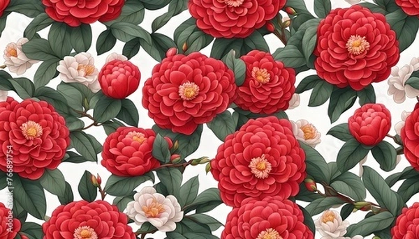 Obraz Beautiful Camellia Pattern Background Wallpaper