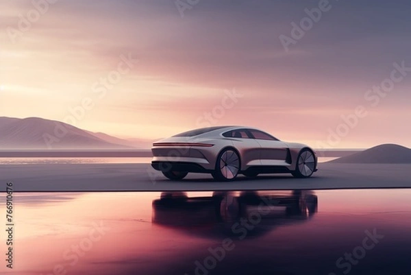 Obraz a car parked on a beach