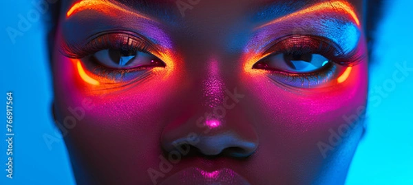 Fototapeta Neon make up, beauty industry background