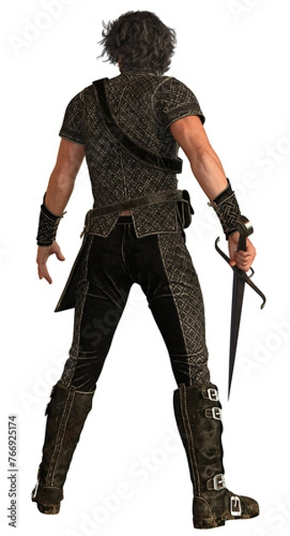 Obraz 3D Rendered Man with fantasy outfit and magic hands on transparent background  - 3D Illustration