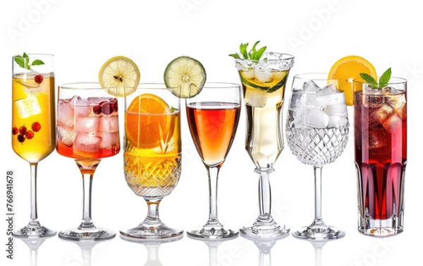 Fototapeta Assorted Glassware for Various Drink Types isolated on transparent Background