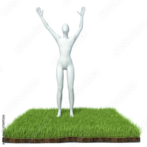 Fototapeta happy man on grass. Isolated 3D image