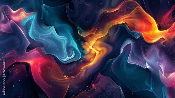 Fototapeta Abstract digital art piece with fluid shapes and vibrant 1