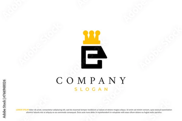 Fototapeta logo letter e king head crown